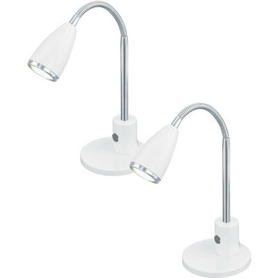 Set Of 2 Modern White Chrome Table Lamps With Rocker Switch And Gu10 Bulbs Included - image 1