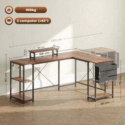 168Cm Reversible L Shaped Desk, 240Cm Two Person Desk - thumbnail 2