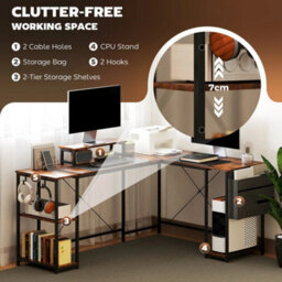 168Cm Reversible L Shaped Desk, 240Cm Two Person Desk - thumbnail 4