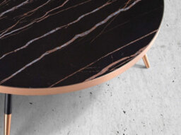 Angel Cerda Stylish Round Coffee Table With Porcelain Marble Top And Black Steel Legs - thumbnail 4