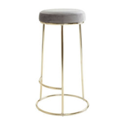 Orsina Manhattan Grey Velvet Tall Bar Stool - thumbnail 3