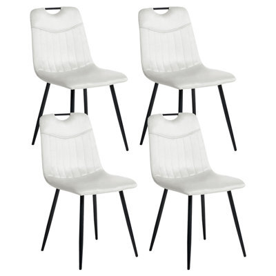 Beliani Set Of 4 Dining Chairs Argyle Velvet Off-White - image 1