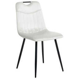 Beliani Set Of 4 Dining Chairs Argyle Velvet Off-White - thumbnail 4