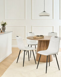 Beliani Set Of 4 Dining Chairs Argyle Velvet Off-White - thumbnail 2