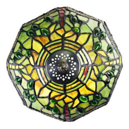 Happy Homewares Hand Crafted Green Stained Glass Dragonfly Tiffany Lamp - thumbnail 2