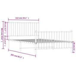 Berkfield Metal Bed Frame With Headboard And Footboard Black 107X203 Cm - thumbnail 9