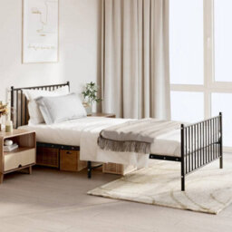 Berkfield Metal Bed Frame With Headboard And Footboard Black 107X203 Cm - thumbnail 1