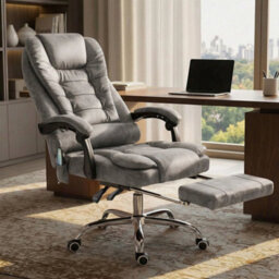 Heated 6 Points Vibration Massage Executive Office Chair Grey - thumbnail 2