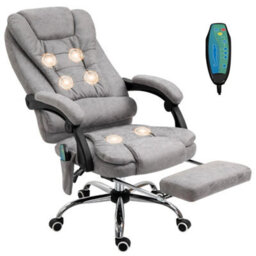 Heated 6 Points Vibration Massage Executive Office Chair Grey - thumbnail 1