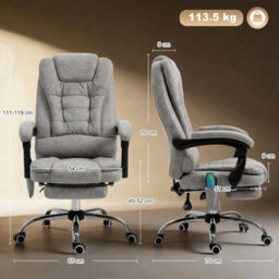 Heated 6 Points Vibration Massage Executive Office Chair Grey - thumbnail 3