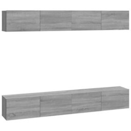 Berkfield Wall Tv Cabinets 4 Pcs Grey Sonoma 100X30X30 Cm - thumbnail 2