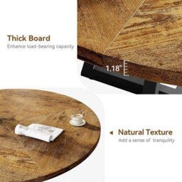 "Dining Table 47"" Round Metal Base Wood Top Space Saving Table" - thumbnail 5