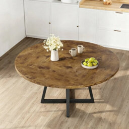 "Dining Table 47"" Round Metal Base Wood Top Space Saving Table" - thumbnail 4