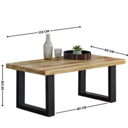 Wyld Haus London Mango Wood Rectangular Coffee Table With Metal Legs 1150 X 450mm - thumbnail 3