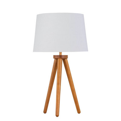 First Choice Lighting Voyage - Dark Oak Table Lamp Or Bedside Light With White & Gold Shade - image 1
