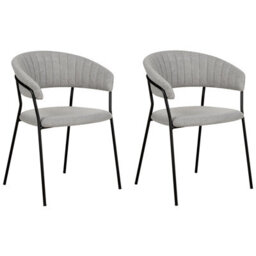 Beliani Set Of 2 Dining Chairs Mariposa Boucle Grey - thumbnail 5