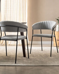 Beliani Set Of 2 Dining Chairs Mariposa Boucle Grey - thumbnail 2