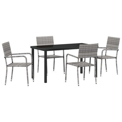 Berkfield Modern Garden Dining Set 5 Pcs Grey Poly Rattan - image 1