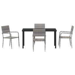 Berkfield Modern Garden Dining Set 5 Pcs Grey Poly Rattan - thumbnail 7