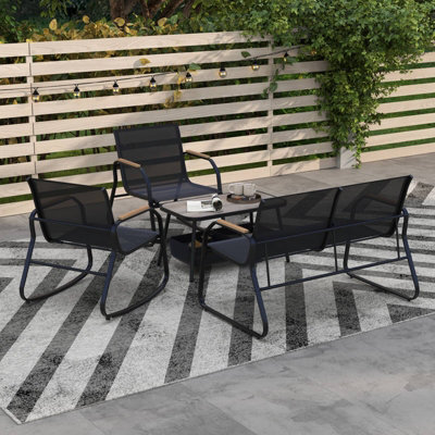 Gainoom 4 Pieces Patio Furniture Set With 2 Rocking Bistro Chairs Outdoor Conversation Set