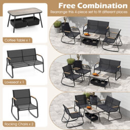 Gainoom 4 Pieces Patio Furniture Set With 2 Rocking Bistro Chairs Outdoor Conversation Set - thumbnail 7