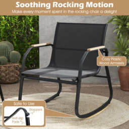 Gainoom 4 Pieces Patio Furniture Set With 2 Rocking Bistro Chairs Outdoor Conversation Set - thumbnail 5