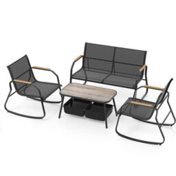 Gainoom 4 Pieces Patio Furniture Set With 2 Rocking Bistro Chairs Outdoor Conversation Set - thumbnail 8