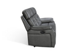 Faux Leather Grey 3 Seater Manual Recliner Sofa Venetian - thumbnail 5