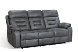 Faux Leather Grey 3 Seater Manual Recliner Sofa Venetian - thumbnail 3