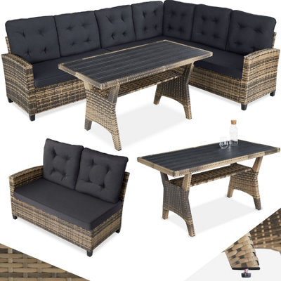 Tectake Garden Furniture Set Catania - For 6 People, Weather-Resistant, Thick Cushions  - Nature - image 1
