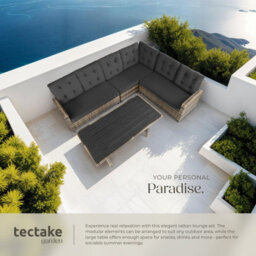 Tectake Garden Furniture Set Catania - For 6 People, Weather-Resistant, Thick Cushions  - Nature - thumbnail 4