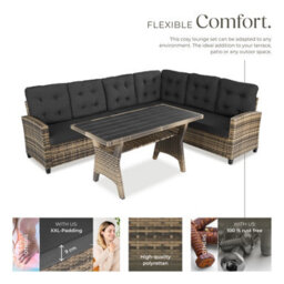 Tectake Garden Furniture Set Catania - For 6 People, Weather-Resistant, Thick Cushions  - Nature - thumbnail 3