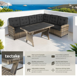 Tectake Garden Furniture Set Catania - For 6 People, Weather-Resistant, Thick Cushions  - Nature - thumbnail 2