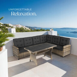 Tectake Garden Furniture Set Catania - For 6 People, Weather-Resistant, Thick Cushions  - Nature - thumbnail 8