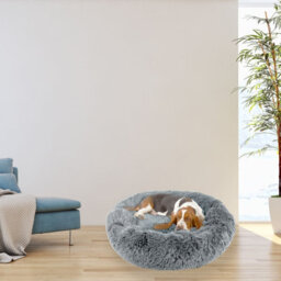 Actiaspet Dog Cat Bed Fluffy Donut Kitten Puppy Pet Cushion Calming Mattress L (Grey) - thumbnail 4
