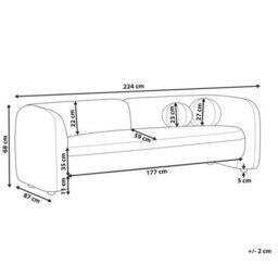 Beliani Sofa 3 Seater Leiren Velvet Dark Brown - thumbnail 3
