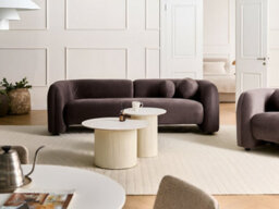 Beliani Sofa 3 Seater Leiren Velvet Dark Brown - thumbnail 2