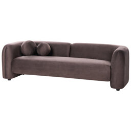 Beliani Sofa 3 Seater Leiren Velvet Dark Brown - thumbnail 4