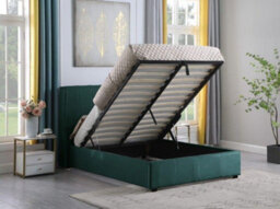 Seconique Amelia Plus 5Ft Kingsize Storage Lift Up Bed Green Velvet Fabric - thumbnail 1