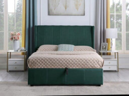Seconique Amelia Plus 5Ft Kingsize Storage Lift Up Bed Green Velvet Fabric - thumbnail 4