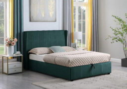 Seconique Amelia Plus 5Ft Kingsize Storage Lift Up Bed Green Velvet Fabric - thumbnail 3