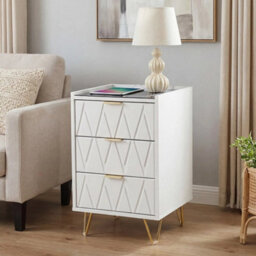 3 Drawers 2 Design White Drawer Smart Bedside Table Bedroom Bedside Cabinet Furniture Storage - thumbnail 4