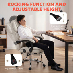 Homcom Massage Office Chair With Heat, Reclining Desk Chair, Cream - thumbnail 8
