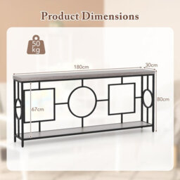 Costway 180Cm Long Mid-Century Console Table Rustic Metal Frame Sofa Table - thumbnail 3