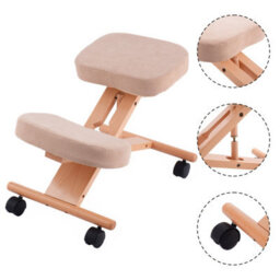 Costway Kneeling Chair Adjustable Height & Angle Ergonomic Stool W/ Padded Seat Beige - thumbnail 1