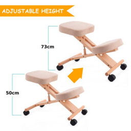 Costway Kneeling Chair Adjustable Height & Angle Ergonomic Stool W/ Padded Seat Beige - thumbnail 2