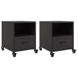 Berkfield Bedside Cabinets 2 Pcs Black 36X39X43.5 Cm Steel - thumbnail 2