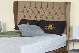 UKBEDFURNITURE Edwina Plush Beige End Opening Divan Ottoman Bed With 54 Inch Headboard - thumbnail 3