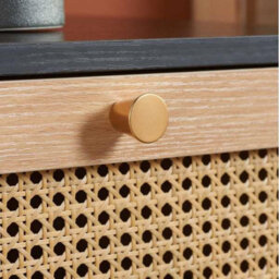 Bedside 1 Drawer Cabinet Black Rattan Nightstand Side Table - thumbnail 4