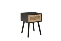 Bedside 1 Drawer Cabinet Black Rattan Nightstand Side Table - thumbnail 8